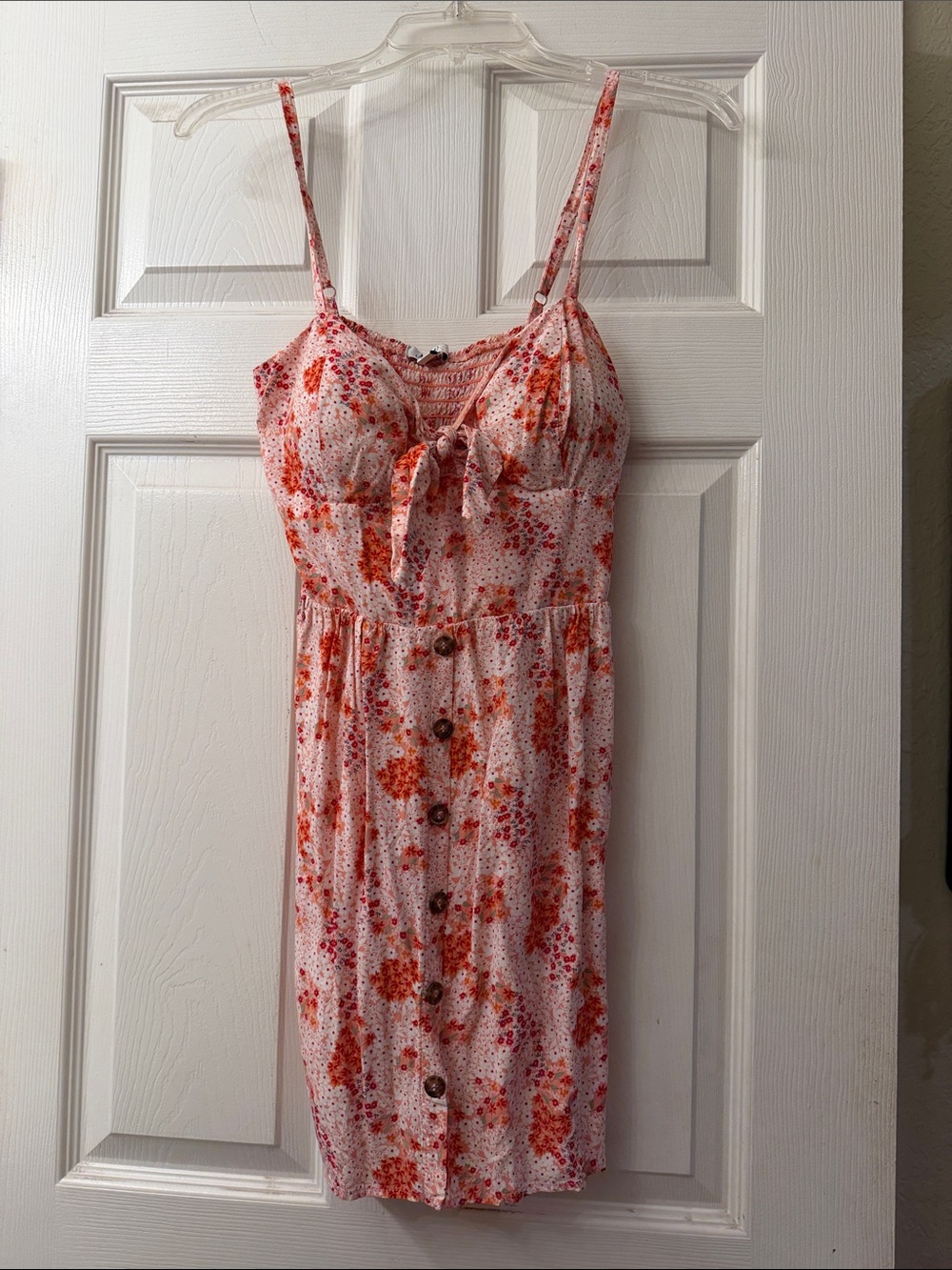 AUW Pink and Orange Floral Tie-Front Chemise